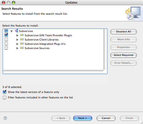 do this from eclipse picture of all tick boxes deselected except the top sub library